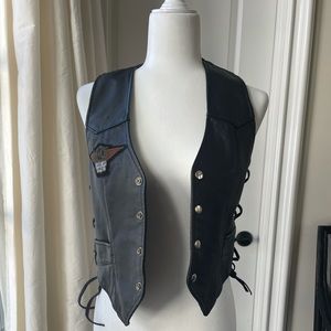 WOMEN’s LEATHER VEST w/ HARLEY DAVIDSON PATCHWORK